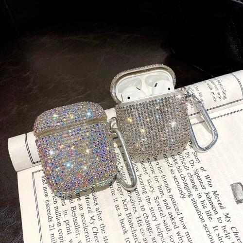 Luxury Glitter Diamonds Wireless Bluetooth Earphone Hard Case for Apple Airpods 2 1 Cover for Air Pods Charging Box Accessories