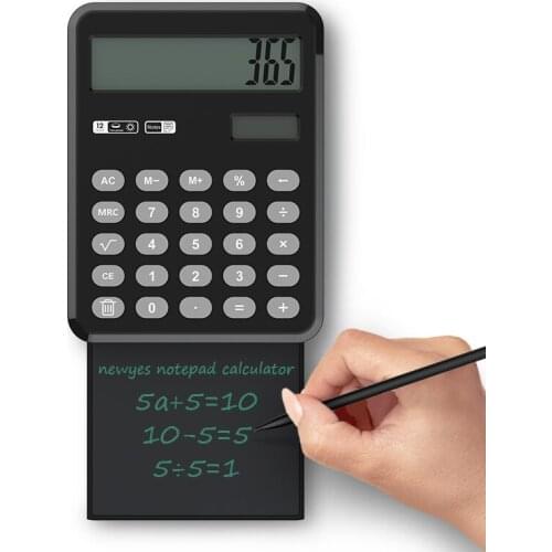 Calculator Push-pull 4 Inch LCD Writing Tablet Digital Drawing Pad 12 Digits Display with Stylus Pen Erase Button Lock Function