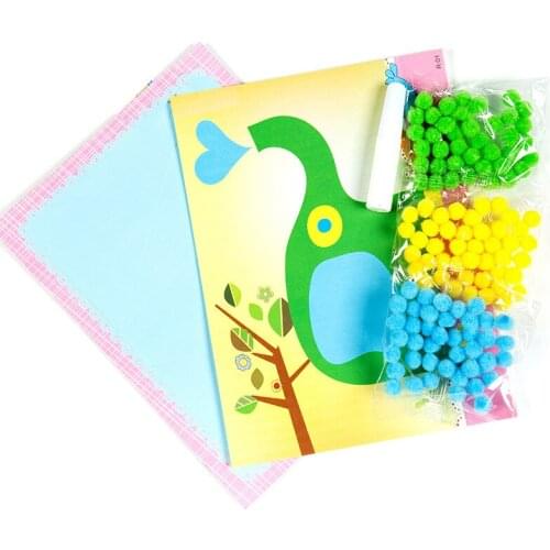 Kids Handmade Crafts Kits Kindergarten Toys Paste Painting Plush Balls DIY Crafts Sets DIY Apparel Sewing & Fabric LBShipping