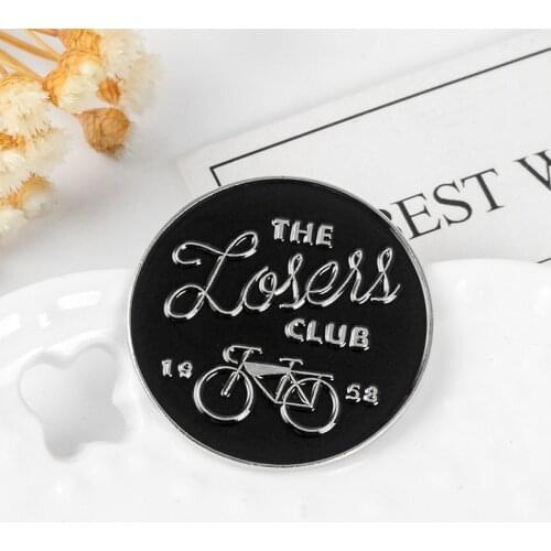 The Loser Club Enamel Pins Custom Black Bike Round Fun Punk Badge Brooches Bag Clothes Lapel Pin Simple Jewelry Gift for Friends