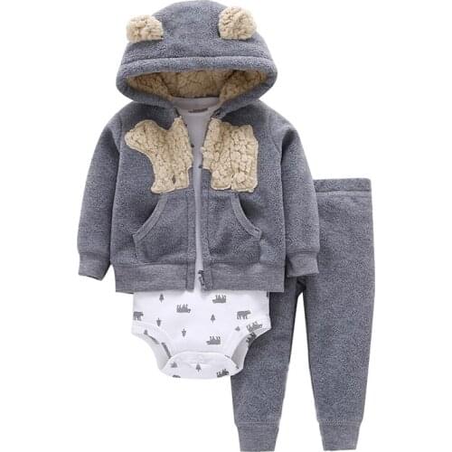 BABY BOY CLOTHES cartoon fleece jacket+bodysuit+pant newborn set girl outfit autumn winter suit INFANT CLOTHING FASHION costume