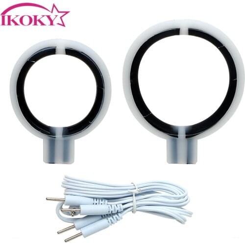 IKOKY Electric Shock Penis Rings Physiotherapy Ring Therapy Massager Cock Rings Adult Products Sex Toys for Men Male Masturbator