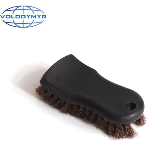 Horsehair Brush Rubber Handle Black Washing Hang Tools with Hole for Auto Detailing Car Interior Detail Cleaning Car Clean Wash