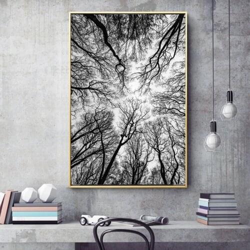 Wall Art Black White Tree Painting Decoration Picture For Living Room Canvas Prints Posters Modern Landscape Art No Frame