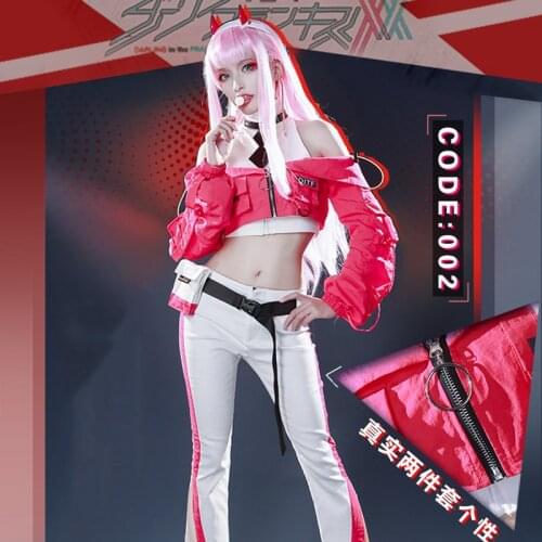 The Anime DARLING in the FRANXX Cos code 02 Red daily casual cropped Women Cosplay Costume outfit E