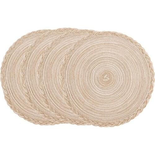 Round Woven Placemat, Set of 4 Perfect for Fall, Dinner Parties, BBQs, Christmas Parties and Everyday Use,15 Inch