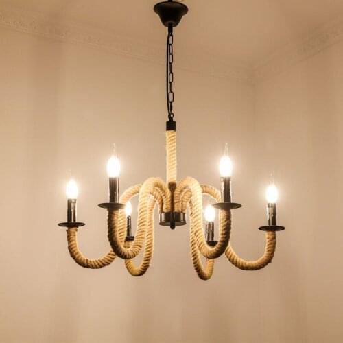 Chandelier Rope Twine American Retro Loft Industrial Style Bar Restaurant Cafe Burning Hot Pot Shop Pendant Light Pendant Lamp