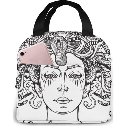 Medusa Ancient Greek Mythological Creature Face Of Woman Folklore Lunch Box Portable Insulated Thermal Food Picnic Lunch Bags