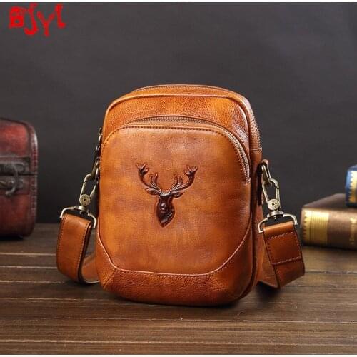 Genuine Leather Men Chest Bag Mens Messenger Bag Leather Shoulder Bag Large Capacity Mobile Phone Bag Sports Leisure Small Bags
