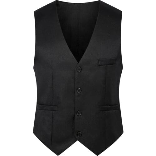 New Men Plus Size Classic Formal Business Solid Color Suit Vest Single Breasted Business Waistcoat Sleeveless Waistcoat