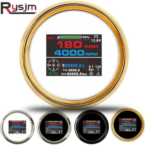 New 85mm 10 in 1 Multi-functional Gauge Meter Car Boat Digital GPS Speedometer Tachometer Fuel Oil Pressure for Auto Motor 9-32V