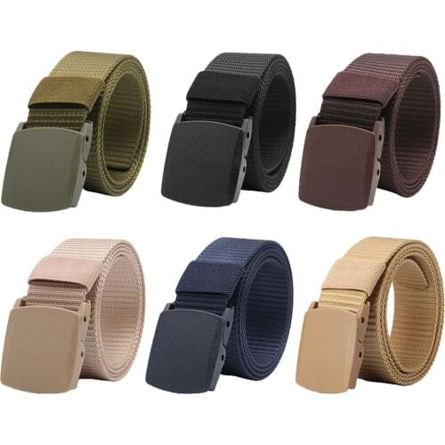 Outdoor Breathable Men Nylon Waist Belt Slide Buckle nylon webbing belt slide buckle Belt Women sport canvas solid color belt