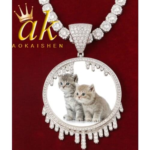 Big Size Drip Medallions Pendant Custom Photo Necklace Hip Hop Jewelry