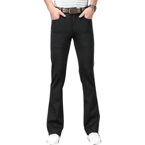 Pantalones vaqueros acampanados grandes para hombre, Jeans elásticos negros de corte de pierna, holgados, de diseñador, clásicos