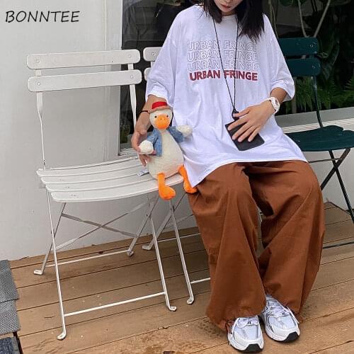 Casual Pants High Waist Loose Streetwear Bf Straight Trousers Harajuku Drawstring Adjustable Unisex Korean Ulzzang Femme Trendy