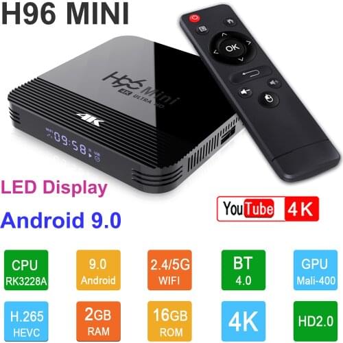 H96 MINI H8 Smart TV Box Android 9.0 Rockchip RK3229A 2GB RAM 16GB ROM 2.4G/5G Dual WIFI BT4.0 4K HDR H.265 Set Top Box