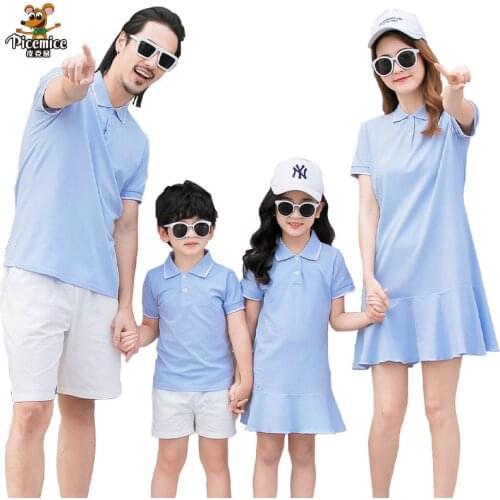 Family Matching Outfits Women Girl Dress Summer Family Clothing Mother Daughter Dresses Men Boy Father Son T-Shirts Short Pants