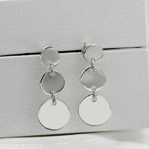 Earrings Silver 925 Round Shape Earrings Korean Trendy Jewelry for Women Girls Wedding Valentines Day Gift