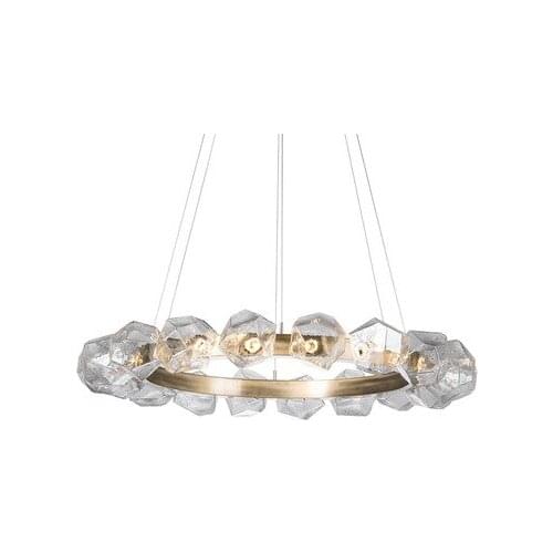 Nordic simple glass living room round chandelier post-modern designer model bedroom study art chandelier