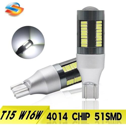 2PCS T15 W16W LED Bulbs 4014 Chip 51SMD 920 921 Interior Car Lamp Reverse Backup Lights Tail led Super Bright White DC 12V Auto