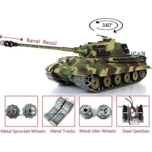 Heng Long 2.4G 1/16 7.0 German King Tiger RC Tank 3888A Metal Track Barrel Recoil TH17524