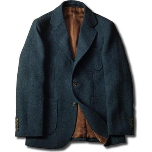 Tweed Suit Blazer for Men American Vintage Casual Jacket Boyfriend Suit for Wedding Grooms Suits Elegant Man Party Clothes