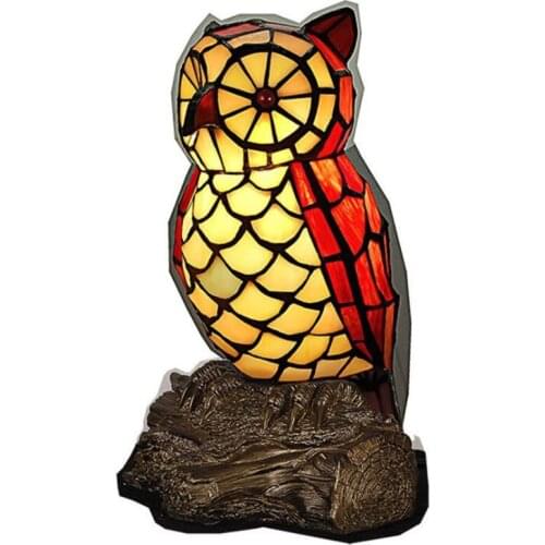 Handmade Creative Vintage Glass Bird Owl Table Lamp for Foyer Bed Room Bar Apartment Glass Night Light H 25cm 1087