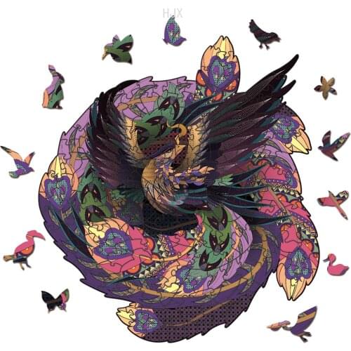 Funny Phoenix Learning Jigsaw Puzzle Educational Toys for Kids Animal Wooden Puzzles Stress Relief Toy Boy Girls Children Adults