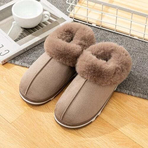 2021 New Women Suede Slippers Wool Fluffy Plush Slippers boots Indoor warm home slippers Soft comfortable non-slip Winter shoes