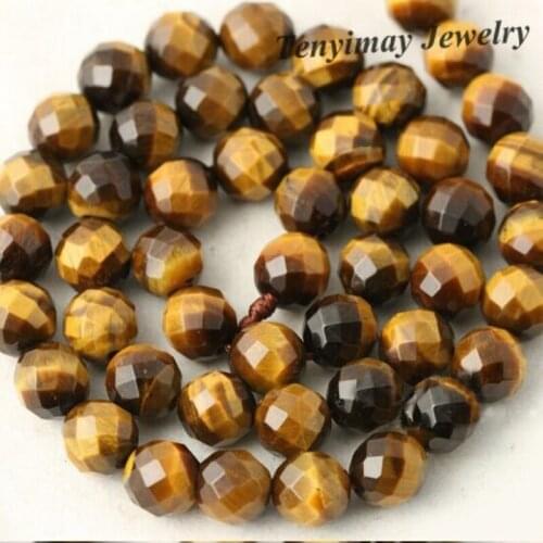 10mm Faceted Tiger Eye Stone Beads For DIY 5 Strands Wholesale(40pcs/strand)