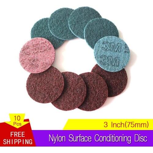 10 PCS 3 Inch Nylon Surface Conditioning Disc Quick-Change Sanding Disc Roll Lock for Metal Surface Prep, Polishing & Finishing
