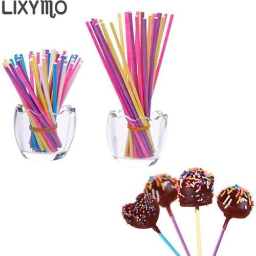 100PCS/Pack (150x3.5mm) Cake Pop Lollipop Solid Paper Sticks Multi Color Oven Use Baking Tools DIY Bakeware Biodegradable LIXYMO