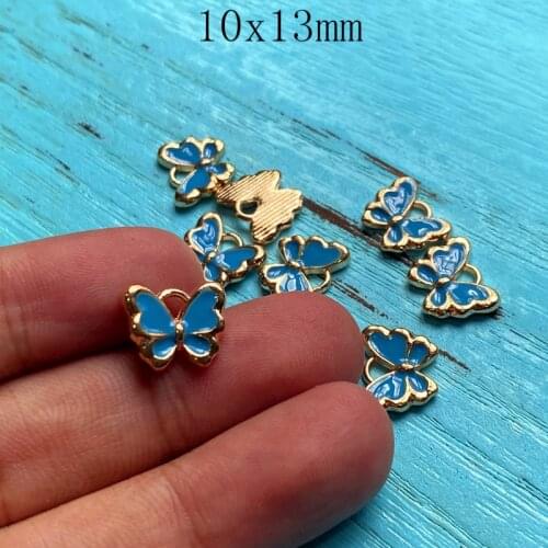 18pcs Enamel Dripping Oil Cute Butterfly Necklace Aesthetics Accessories,Diy Earring Charm Bracelet Jewelry For ladies Gifts