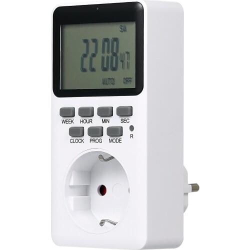 2PCS Digital Timer Switch Socket LCD Plug-in Programmable 20Groups Timing T-ime Setting Switch Summer T-ime/ 12h/24h Switching