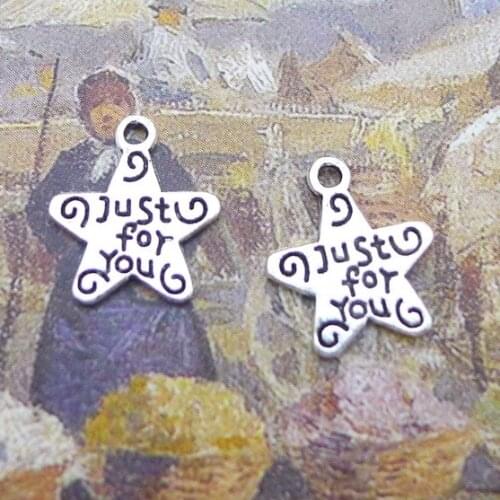 40 PCS/Lot 11mm*14mm Pendant Antique Silver Color Starfish Charms Printed Just for you For DIY Jewelry Making DIY Keychain