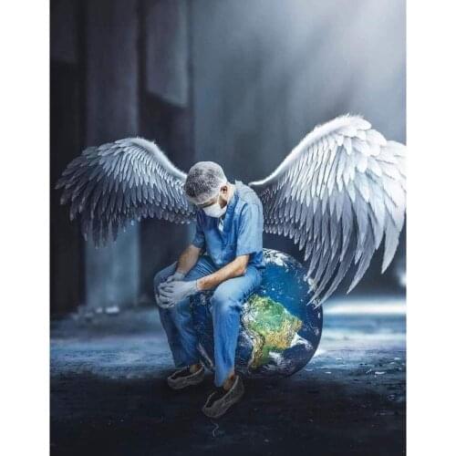 Full Square/Round Drill 5D DIY Diamond Painting "Tribute to medical workers" Embroidery Cross Stitch Home Decor Gift