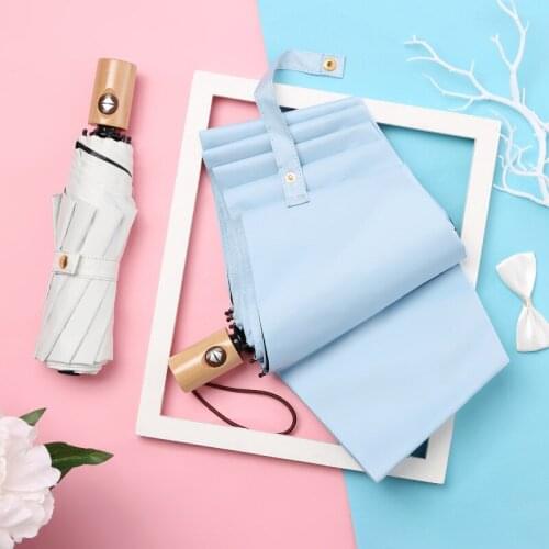 Wooden Handle Black Coating Automatic Umbrella 8K Windproof Men Umbrella Women Same Color Sun Umbrella Gift Ideas