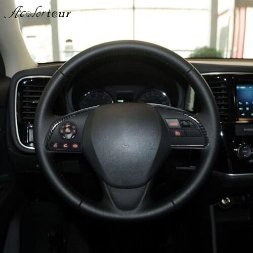 Carbon Fiber Car Steering Wheel Controller Cruise Control Switch Audio Media Button Accessories For Mitsubishi ASX Attrage 2019