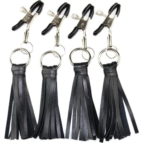 Female Leather torture couple play Clamp metal Nipple clips breast BDSM Bondage Accessory Restraint slave sex toy for women