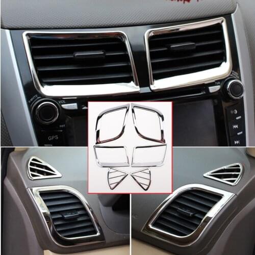 6 Pcs/set new design ABS chrome interior Air outlet decoration ring for Hyundai Solaris Verna accent sedan hatchback 2011-2015