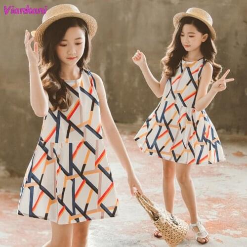 Sweet Girls Dress Summer 2021 New Sleeveless Girl Dresses Party Kids Children Dressing Gown Vestido Clothes 6 8 10 12 14 Years
