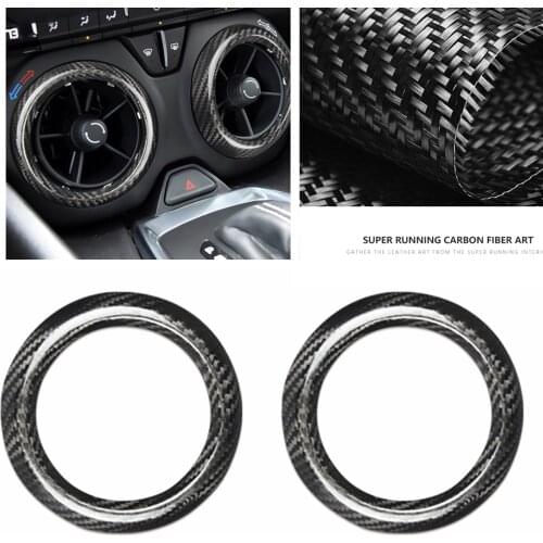 For Chevrolet Camaro 2016-2020 Middle Air Vent Outlet Cover Trim Carbon Fiber Car Interior Ring Frame Sticker Strip Moulding Kit