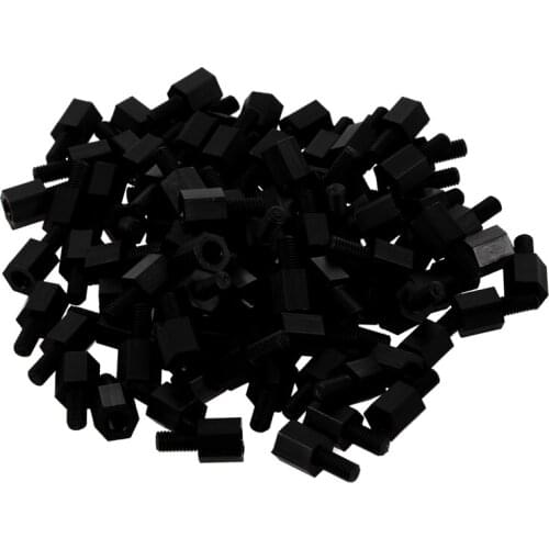 GTBL 100x Motherboard Nylon Hex Standoff Threaded Spacer M3 Thread 6+6mm Black
