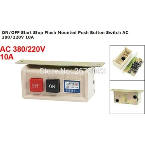 LAK-10 ON/OFF Start Stop Flush Mounted Push Button Switch AC 380/220V 10A