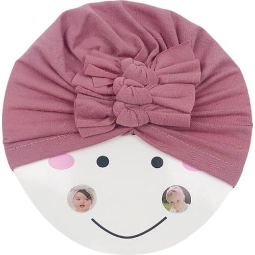 Fashion Solid Color Bow Flower Babies Knitted Cotton Cloth Beanie Cute Flower Baby Girl Hat Soft Newborn Infant Cap Bonnet
