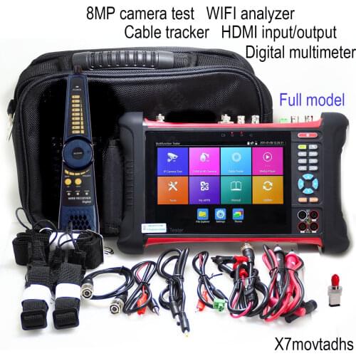 X7MOVTADHS H.265 4K HD 7" IP CCTV Tester Monitor AHD CVI TVI CVBS Camera Test 8MP ONVIF HDMI Input Multimeter cable tracer