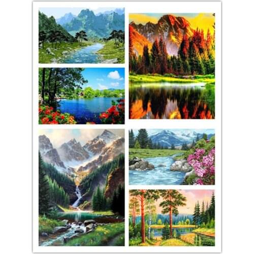 Frame mountain Lake DIY Painting By Numbers Landscape Canvas Drawing Acrylic Paint HandPainted Gift Home Decor Art