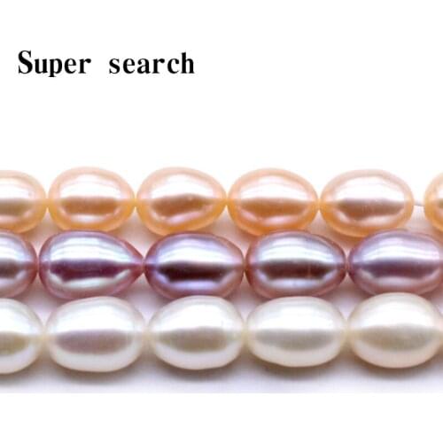 Natural freshwater high quality AAA pearl 3-8mm white and pink Violet rice-sh0aped pearl beads diy jewelry making women Necklace