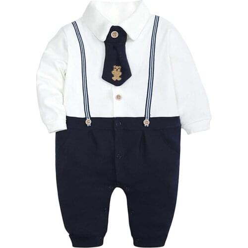 Toddler Baby Boys Clothes Gentleman Long Sleeved Bodysuit Suit Overalls Gentleman Suit Newborn Boys Clothing Baby Outfits