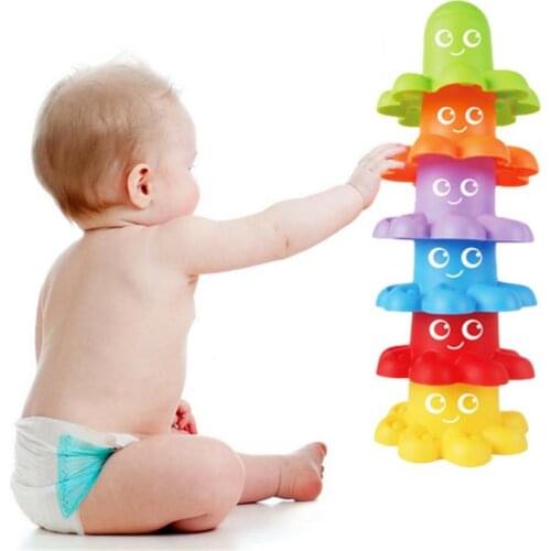 Childrens Educational Fun Cartoon Octopus Hourglass Octopus Stacking Cups Bathing Toys Baby Bath Toys
